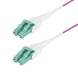 StarTech.com 5m (16ft) LC to LC (UPC) OM4 Multimode Fiber Optic Cable, Erika Violet, 50/125µm, 40G/100G, LOMMF/VCSEL, Uniboot Fiber Jumper Cord, OFNR Riser Rated