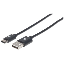 Manhattan USB-C to USB-A Cable, 3m, Male to Male, 480 Mbps (USB 2.0), Hi-Speed USB, Black, Lifetime Warranty