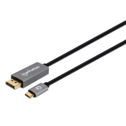 Manhattan USB-C to DisplayPort 1.4 Cable, 8K@60Hz, 2m, Male to Male, Not Bi-Directional, Black, Three Year Warranty, Equivalent to CDP2DP146B (except 20cm longer)
