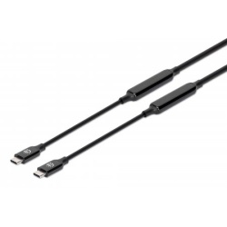 Manhattan USB-C to USB-C Cable, 5m, Active, Male to Male, Black, 10 Gbps (USB 3.2 Gen2 aka USB 3.1), 3A (fast charging), SuperSpeed+ USB, Lifetime Warranty
