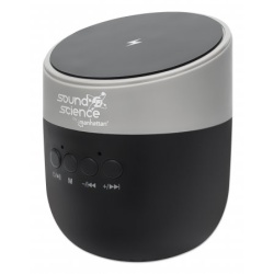 Manhattan Metallic Bluetooth Speaker with Wireless Charging Pad, Decent Sound Output (3W), 3 hour Playback time, Wireless Pad 5W, Integrated Controls, Range 10m, microSD card reader, USB-A charging cable incl, Bluetooth 5.0, 3 Years Warranty