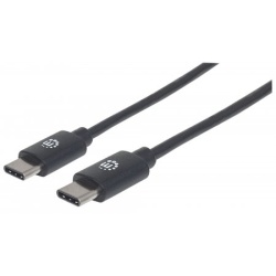 Manhattan USB-C to USB-C Cable, 50cm, Male to Male, Black, 480 Mbps (USB 2.0), Hi-Speed USB, Lifetime Warranty, Equivalent to USB2CC50CM
