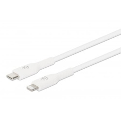 Manhattan USB-C to Lightning Cable, Charge & Sync, 2m, White, For Apple iPhone/iPad/iPod, Male to Male, MFi Certified (Apple approval program), 480 Mbps (USB 2.0), Hi-Speed USB, Lifetime Warranty
