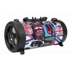 Manhattan London Bluetooth Speaker, Decent Sound Output (3W), 3 hour Playback time, FM Radio, Range 10m, microSD card reader (32GB), Aux 3.5mm connector, USB-A charging cable included, 1200mAH battery, Bluetooth v5, Three Years Warranty