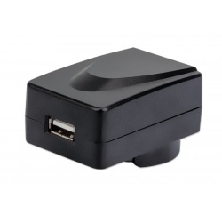 Manhattan Mains USB-A Mobile Device Charger with UK/EU/USA adaptors, Smartphone Charger, Mains Adaptor interchangeable, Three Year Warranty, Black