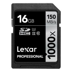 16GB Lexar 1000x Professional SDHC Class 10 UHS-2 Memory Card 150MB/sec