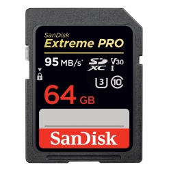 64GB Sandisk Extreme Pro SDXC UHS-I CL10 95MB/sec Memory Card