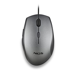 NGS Moth, Wired Ergonomic and Silent Mouse with Adjustable DPI and USB Type-C Adapter, Gray