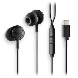 NGS Cross Step, In-Ear USB-C Wired Headphones with Microphone and Control Buttons, Black