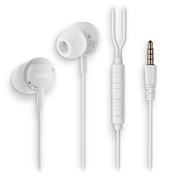 NGS Cross Drift, In-Ear Wired Headphones with 3.5mm Jack, Microphone and Control Buttons, White