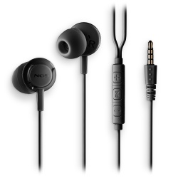 NGS Cross Drift, In-Ear Wired Headphones with 3.5mm Jack, Microphone and Control Buttons, Black