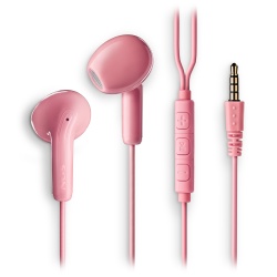 NGS Cross Flip, In-Ear Wired Headphones with 3.5mm Jack, Microphone and Control Buttons, Pink