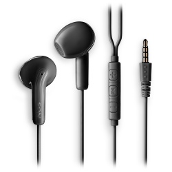 NGS Cross Flip, In-Ear Wired Headphones with 3.5mm Jack, Microphone and Control Buttons, Black
