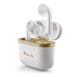 NGS Active Noise Cancelling Wireless BT & TWS Earphones - Artica Trophy, White