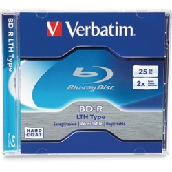 Verbatim Blu-Ray BD-R 96569 25GB 2X LTH Type Branded 1-Pack Jewel Case