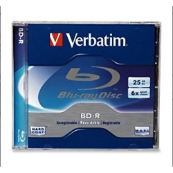 Verbatim Blu-Ray BD-R 96910 25GB 6X Branded 1-Pack Jewel Case Box 