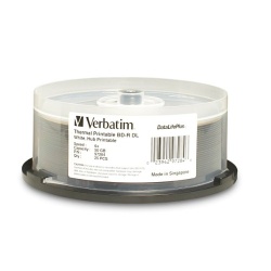 Verbatim Blu-Ray BD-R DL 97284 50GB 6X White Thermal Printable 25-Pack Spindle