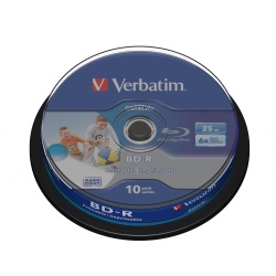 Verbatim Blue Ray BD-R SL Datalife 43804 25GB 6X 10-pack Jewel Case