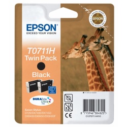 Epson T0711 High Capacity Ink Cartridge Twin Pack - Black