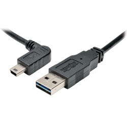 Tripp Lite 6FT USB2.0 Hi-Speed USB-A Male to Left-Angle Mini-B Male Universal Cable Reversible Cable