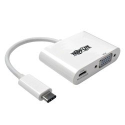 Tripp Lite USB-C Male to VGA with USB-C Female Adapter Cable - White