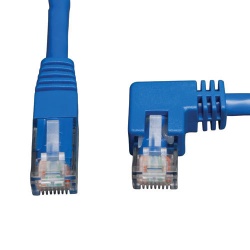 Tripp Lite 10FT Cat6 Gigabit RJ45 Right Angle Male to RJ45 Male Molded Patch Cable - Blue