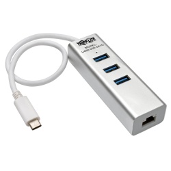 Tripp Lite 3-Port USB3.1 Hub with 1 x Gigabit Ethernet Adapter and 3 x USB-C Hubs  - Silver