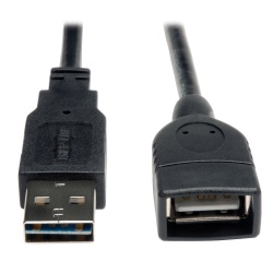 Tripp Lite 1FT Universal Reversible USB-A Male to USB-A Female Hi-Speed Extension Cable - Black