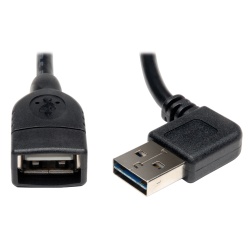 Tripp Lite 1.5FT Universal Reversible Angled USB-A Male to Straight USB-A Female Hi-Speed Extension Cable