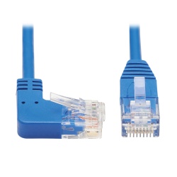 Tripp Lite 7FT RJ45 Right-Angle Male to RJ45 Male Cat6 Gigabit Molded Slim UTP Ethernet Cable - Blue