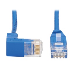 Tripp Lite 7FT RJ45 Right-Angle Down Male to RJ45 Male Cat6 Gigabit Molded Slim UTP Ethernet Cable - Blue