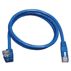 Tripp Lite 3FT RJ45 Right Angle Up Male to RJ45 Male Cat6 Gigabit Molded Patch Cable - Blue