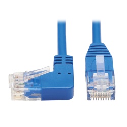 Tripp Lite 1FT RJ45 Left-Angle Male to RJ45 Male Cat6 Gigabit Molded Slim UTP Ethernet Cable - Blue