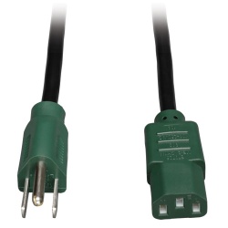 Tripp Lite 4FT NEMA 5-15P to IEC-320-C13 Universal Computer Power Cord Lead Cable - Green Plugs