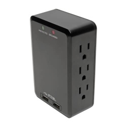 Tripp Lite 6-Outlet Side Load 1050 Joules Direct Plug-In Surge Protector - 2 USB Ports