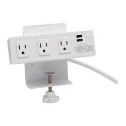Tripp Lite 10FT 3 Outlet 2 USB Port Surge Protector - White