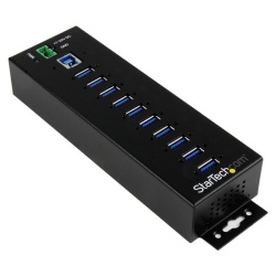 StarTech 10 Port USB Hub with Power Adapter - Black