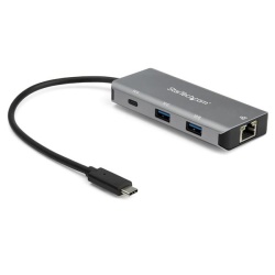 StarTech 3-Port USB Hub with Gigabit Ethernet RJ45 Port  - Black, Grey