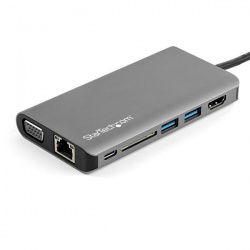 StarTech 8-IN-1 USB-C Mini Portable Docking Station - Black, Grey