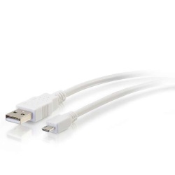 C2G 1FT USB2.0 Type-A Male to Micro USB Type-B Male Cable - White