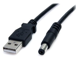 StarTech 3FT USB Type-A to Type-M Barrel 5V DC Power Cable - Black