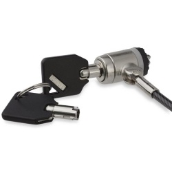 StarTech 6.6FT Push to Lock Keyed Steel Computer Cable Lock - Black, Silver