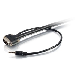 C2G 15FT VGA 3.5MM Stereo Male to VGA Male Cable - Black
