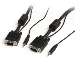 StarTech 25FT Coax High Resolution Monitor VGA Cable with Stereo Mini Jack - Black