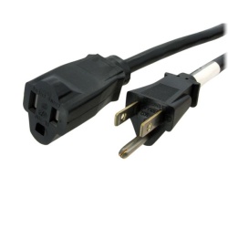 StarTech 6FT NEMA 5-15R Female to NEMA 5-15P Male Power Cord Extension Cable - Black