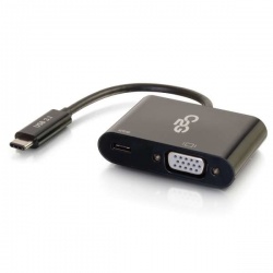 C2G USB Type C to VGA Adapter with Power Delivery - Black