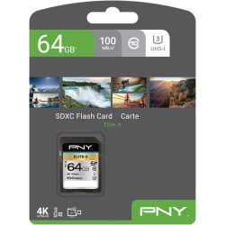 64GB PNY Elite-X UHS-I Class10 SDXC Flash Memory Card