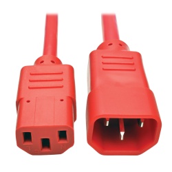 3FT Tripp Lite C14 To C13 Standard Computer Power Extension Cable - Red