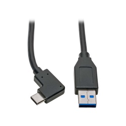 3FT Tripp Lite USB Type C Male Right-Angled to USB Type A Male Cable - Black