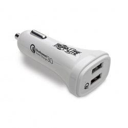 Tripp Lite Dual-Port USB Car Charger for Devices with Qualcomm Quick Charge 3.0 Technology - White